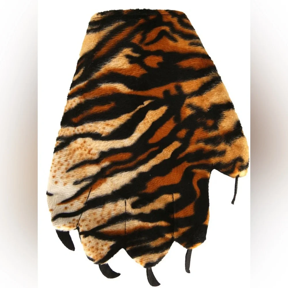 NEW [DOPE] Costume Animal Tiger Paws w/ Claws, Black/Brown Faux Fur, One Size - Picture 2 of 8
